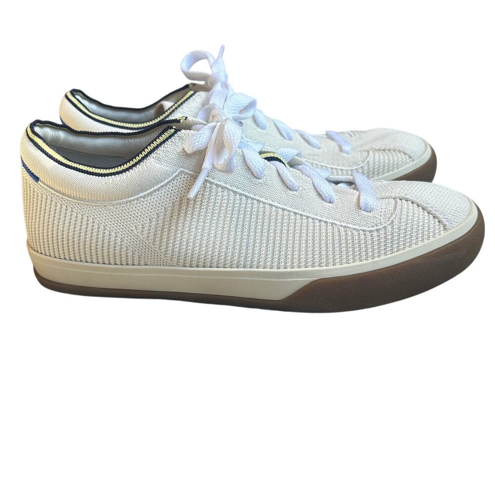 Rothy's White Knit Lace-Up Sneakers with Black Trim